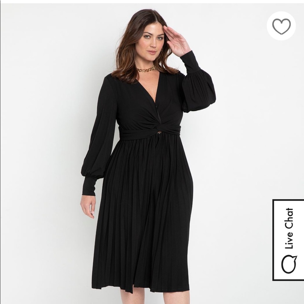 Eloquii knot front pleated skirt dress